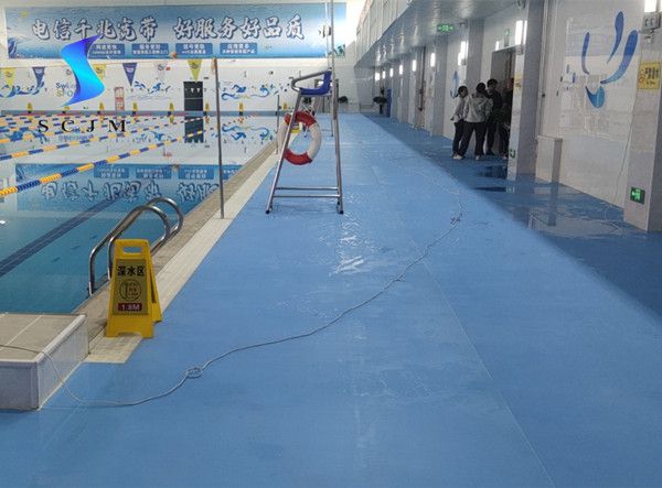 甘肅游泳池周邊防滑地板施工案例